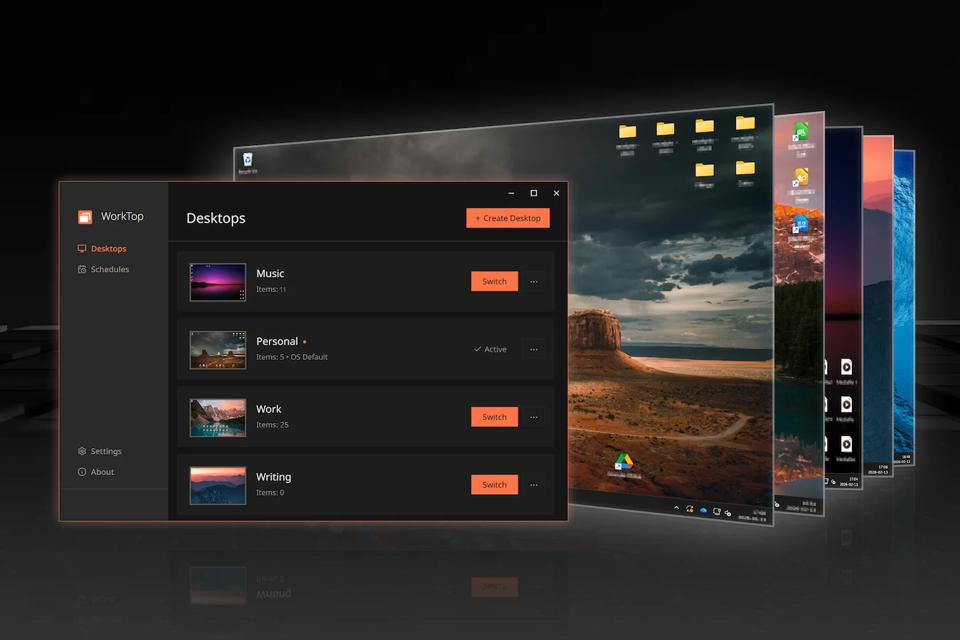 Worky Desktop WorkTop - Multiple Real Desktops for Windows